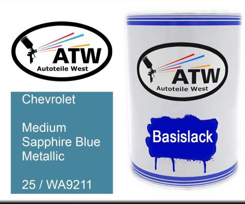 Chevrolet, Medium Sapphire Blue Metallic, 25 / WA9211: 500ml Lackdose, von ATW Autoteile West.